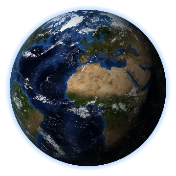 Rotating Earth with clouds (NASA Blue Marble imagery)